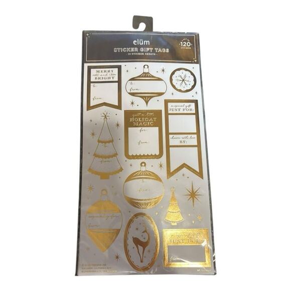 elum Gold Christmas Sticker Tabs 120 Count NWT - Picture 1 of 3